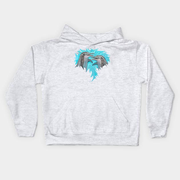 Dolphin Chatter Kids Hoodie by distortionart